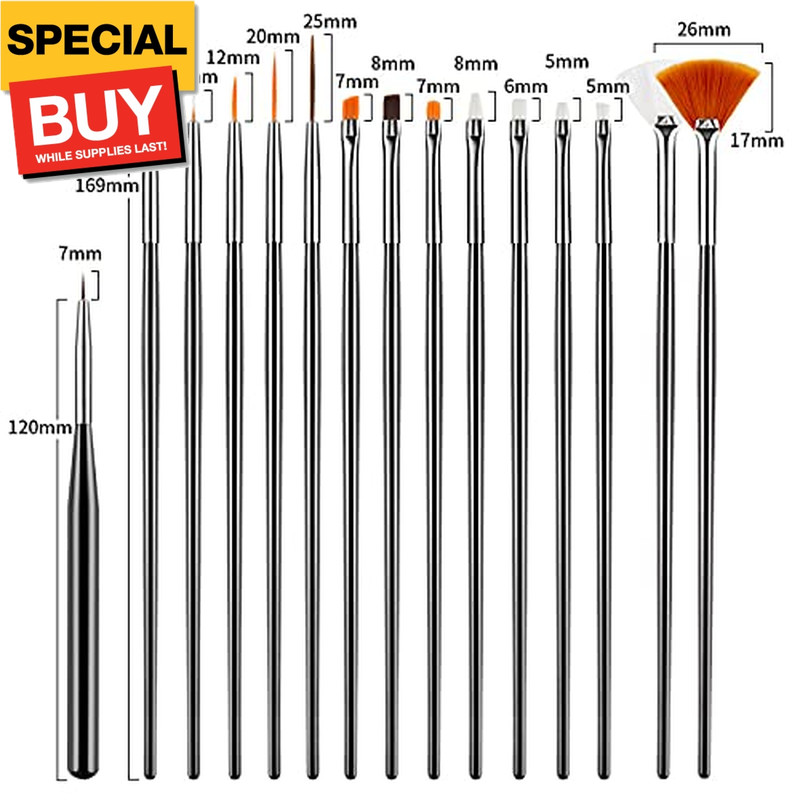 31Pcs Nail Art Brushes,Nail Art Tool Set,Nail Dotting Tools,Nail Dust Brush,Stri