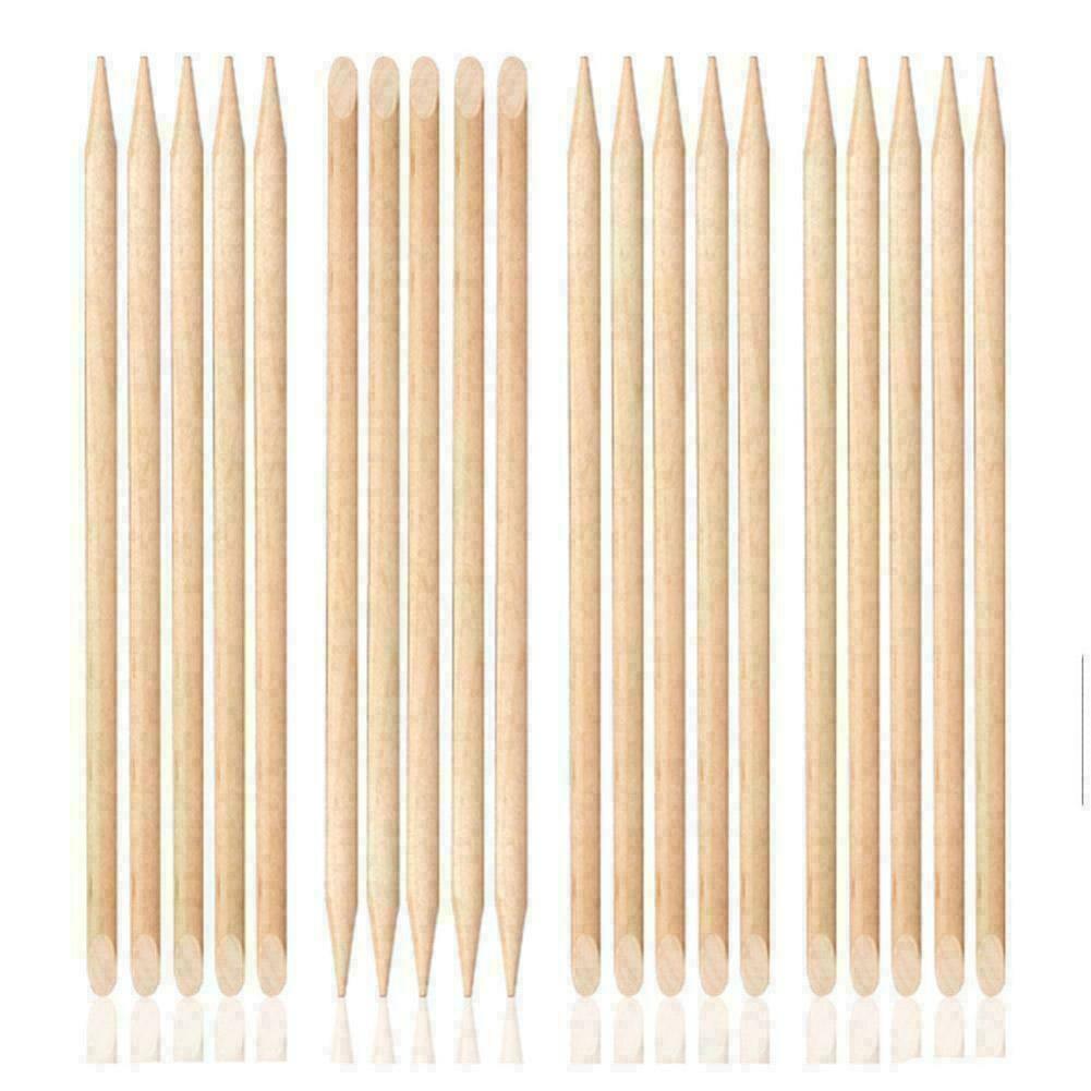 50Pcs Nail Art Cuticle Pusher Remover Pedicure Manicure Sticks Wood Orange