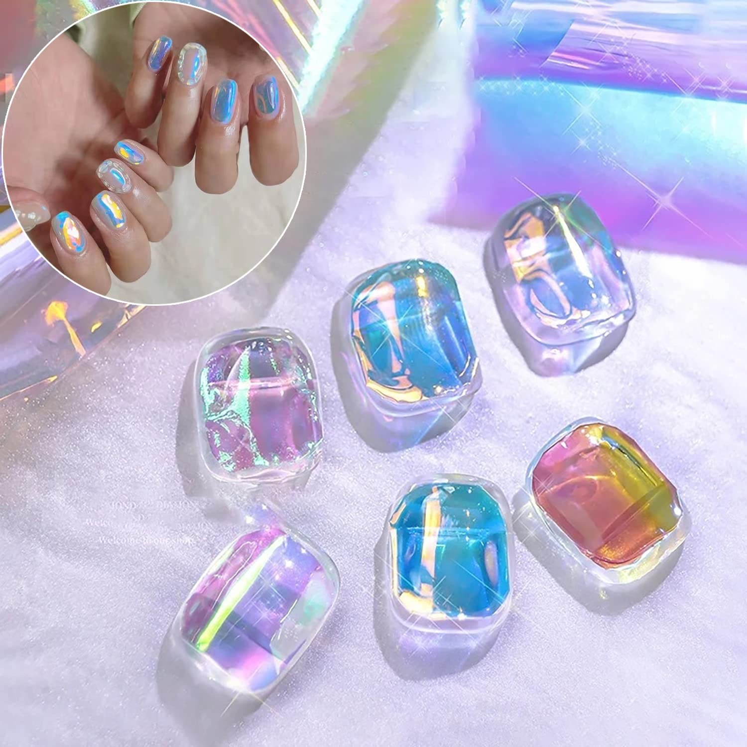 SILPECWEE 10 Rolls Glass Foil Nail Stickers Strips 10 Count (Pack of 1)