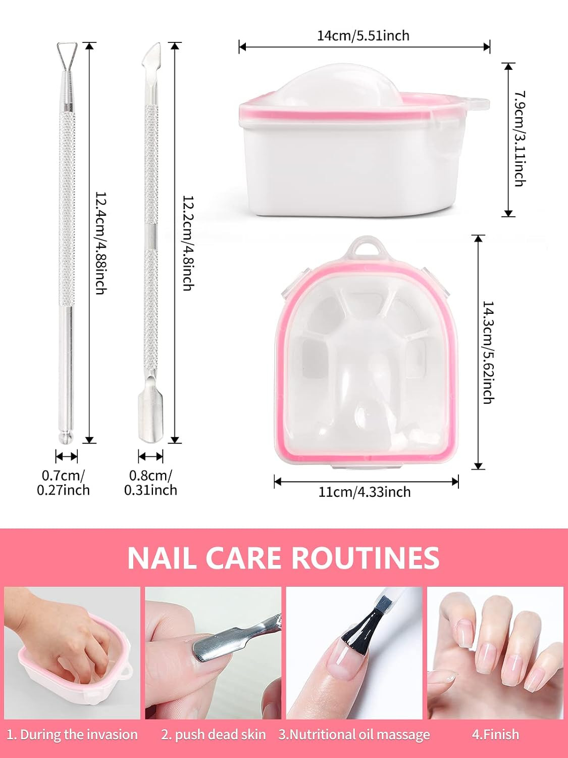Nail Soaking Bowl, 2PCS Soak off Gel Polish Dip Powder Remover Manicure Bowl wit