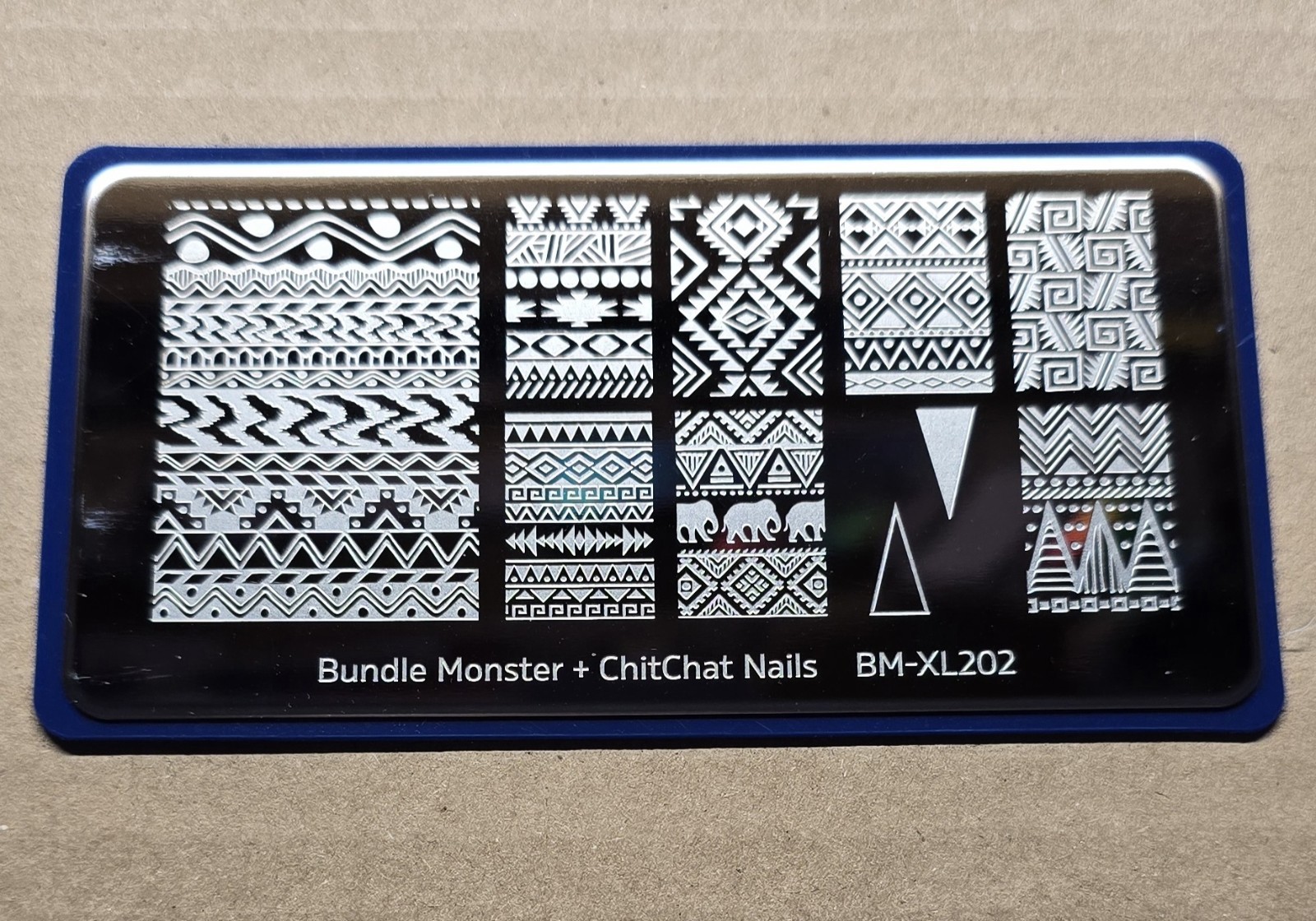 BM-XL202 Maniology Bundle Monster ChitChat Nails stamp plate Tribal Aztec Htf