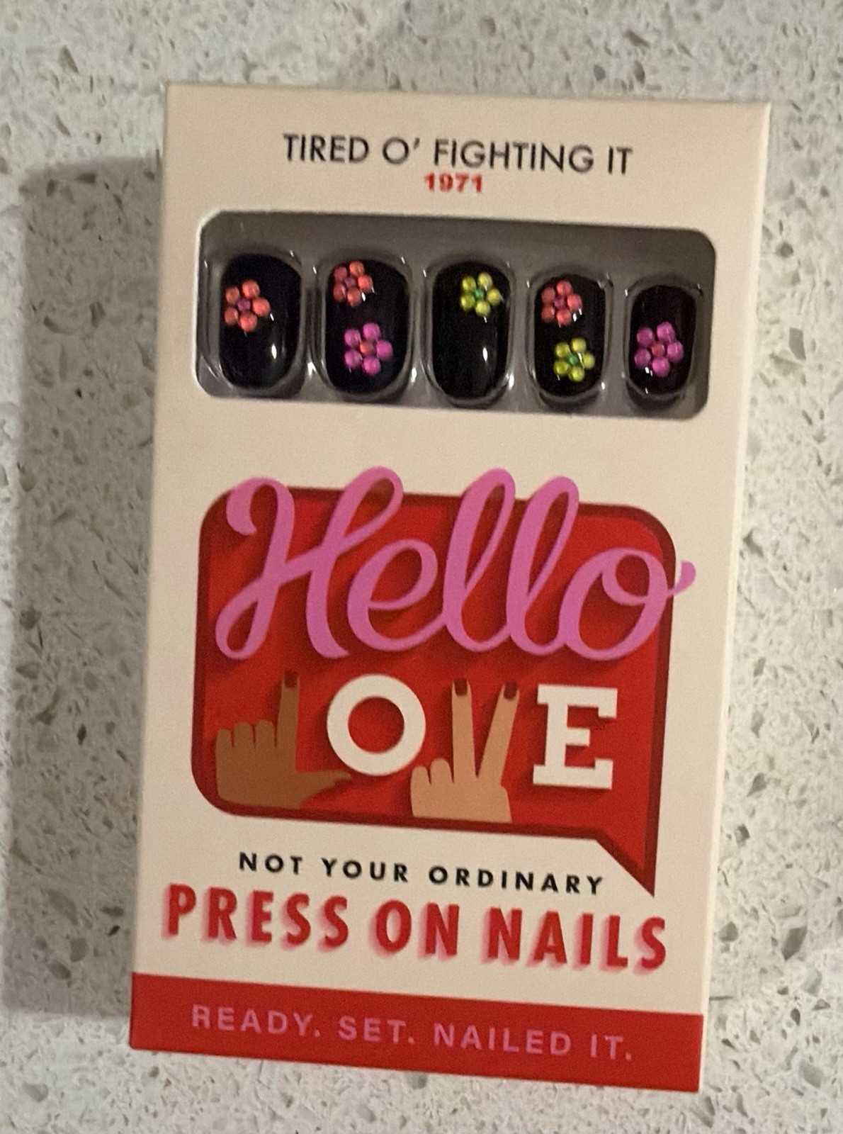 Hello Love Press On Nails Short Black Floral 3D Tired O’ Fighting It🖤