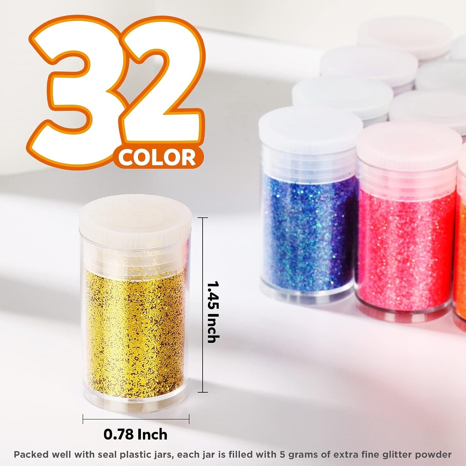 Glitter, 32 Colors Fine Glitter for Crafts, Resin, Body Hair Face Nail, DIY P…