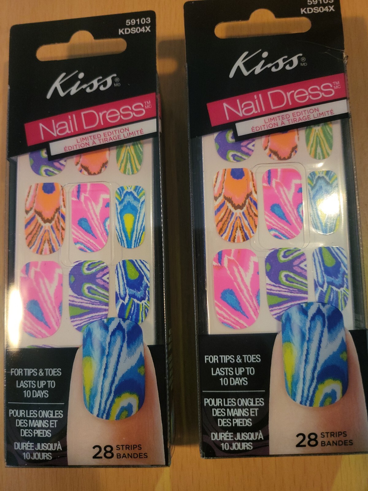 2 packs Kiss Nail Dress Fashion Strips Limited Edition BE MINE Colorful 59103