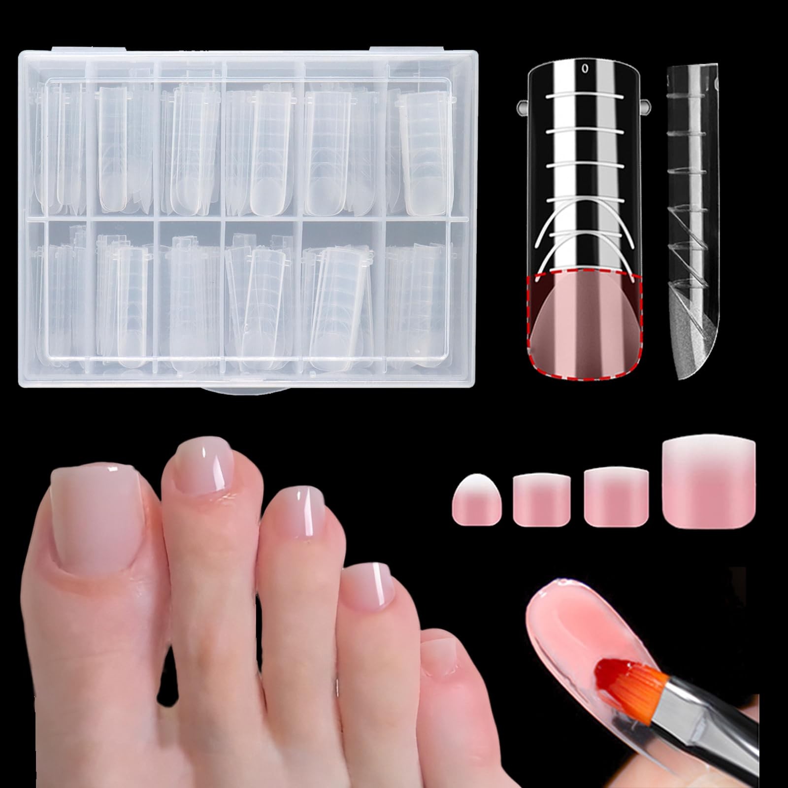 ASONRL Toe Dual Nail Forms for Poly & Builder Toenail Extension – 120Pcs Reus…