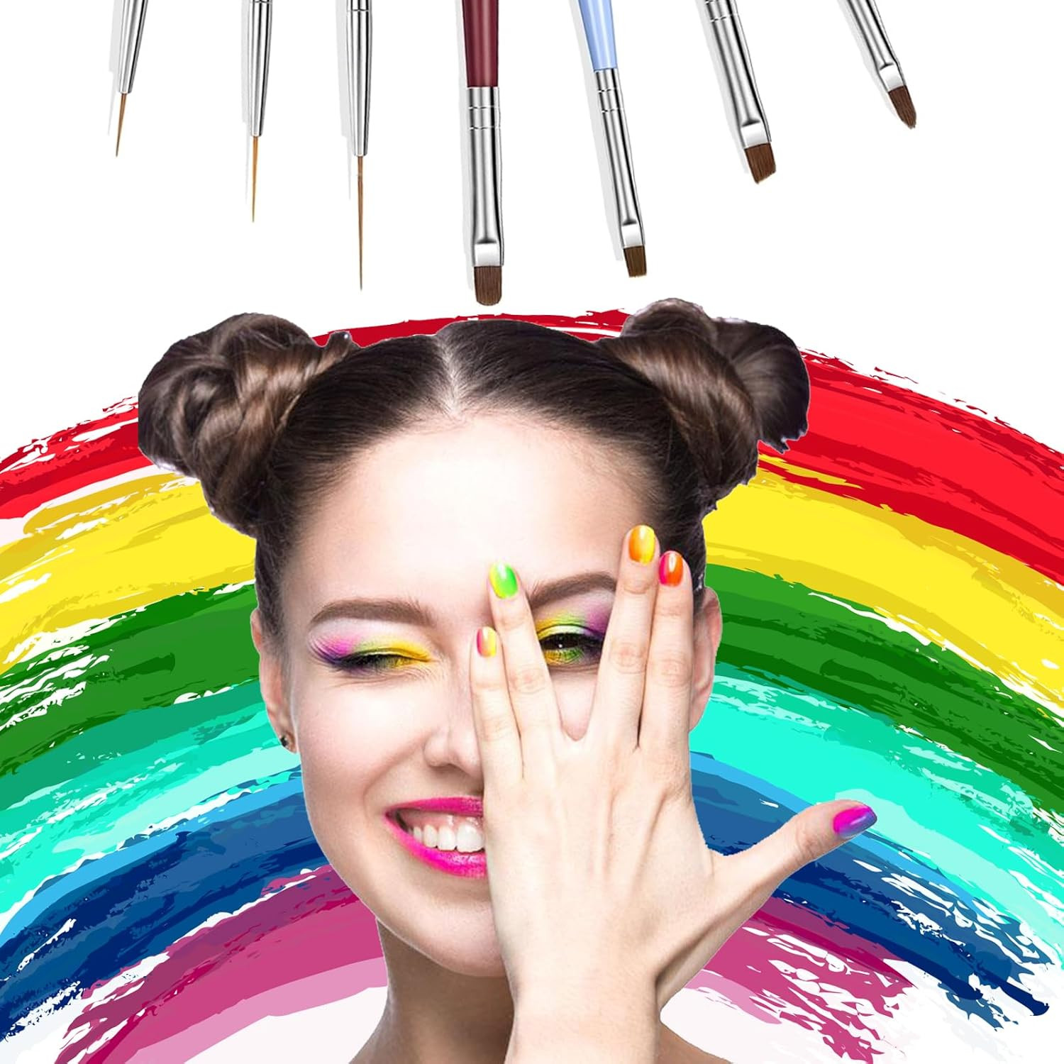 7PCS Nail Art Brushes, Nail Design Painting Brush Set with Nail Polish Brush, Na