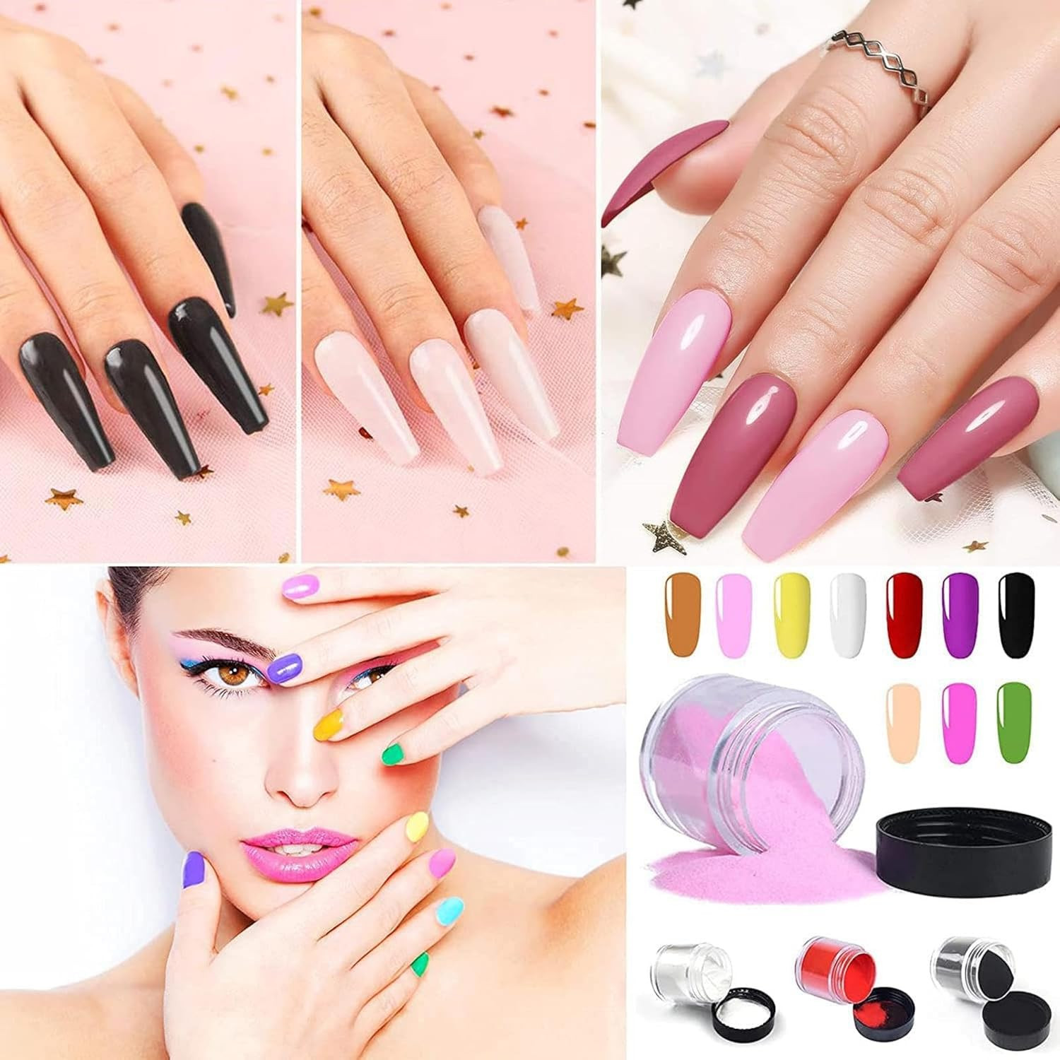 24 Color Acrylic Nail Powder Set, Acrylic Powder Set, Nail DIY Art Design, Acryl