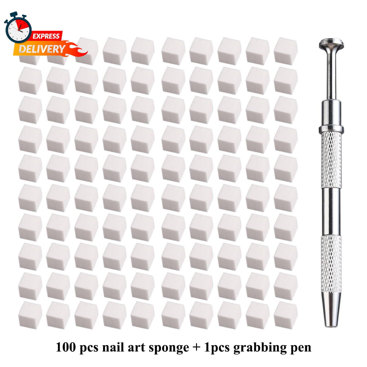100Pcs Soft Nail Sponges for Ombre, Nail Art Sponges With Grabbing Pen, Aura Nai