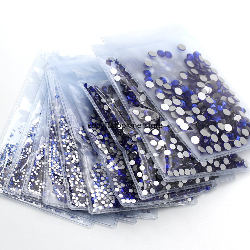 1440pcs Crystal Sapphire Rhinestones FlatBack Glitter Gems for 3D Nail Art Decor