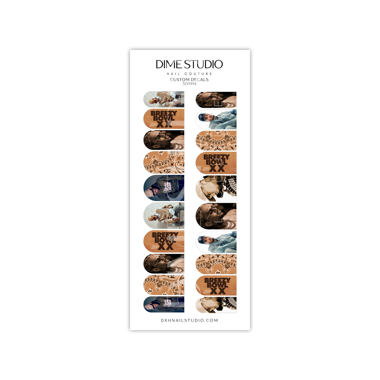 Chris Breezy Bowl Nail Decals Brown Bandana Nail Nail Art