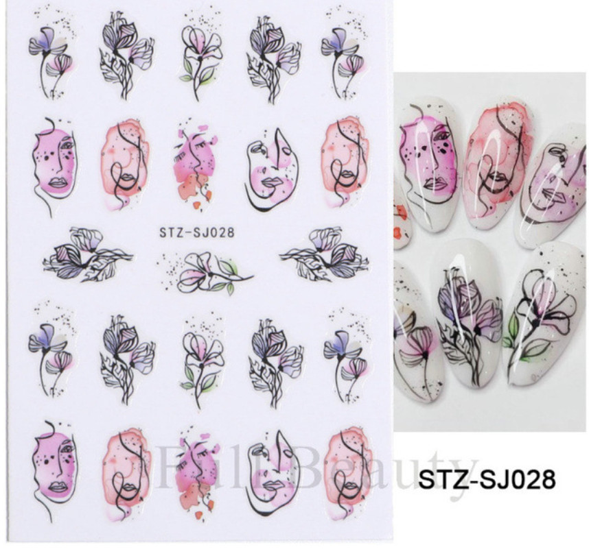 Nail Art Stickers Decals Transfers Flowers Butterfly Abstract Face French NS45
