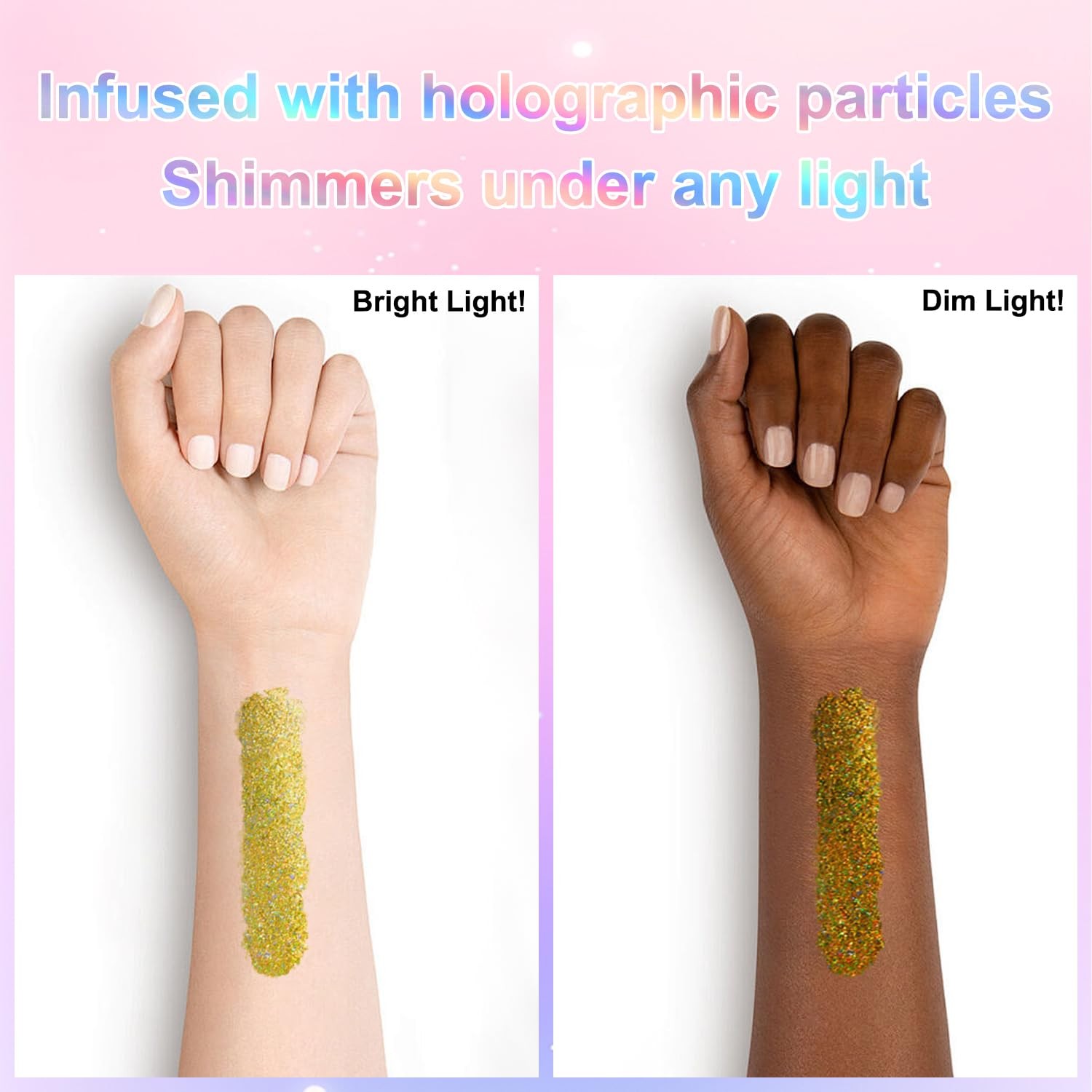 Roll-on Holographic Body Glitter Gel for Face and Hair, Chameleon Color Chang…