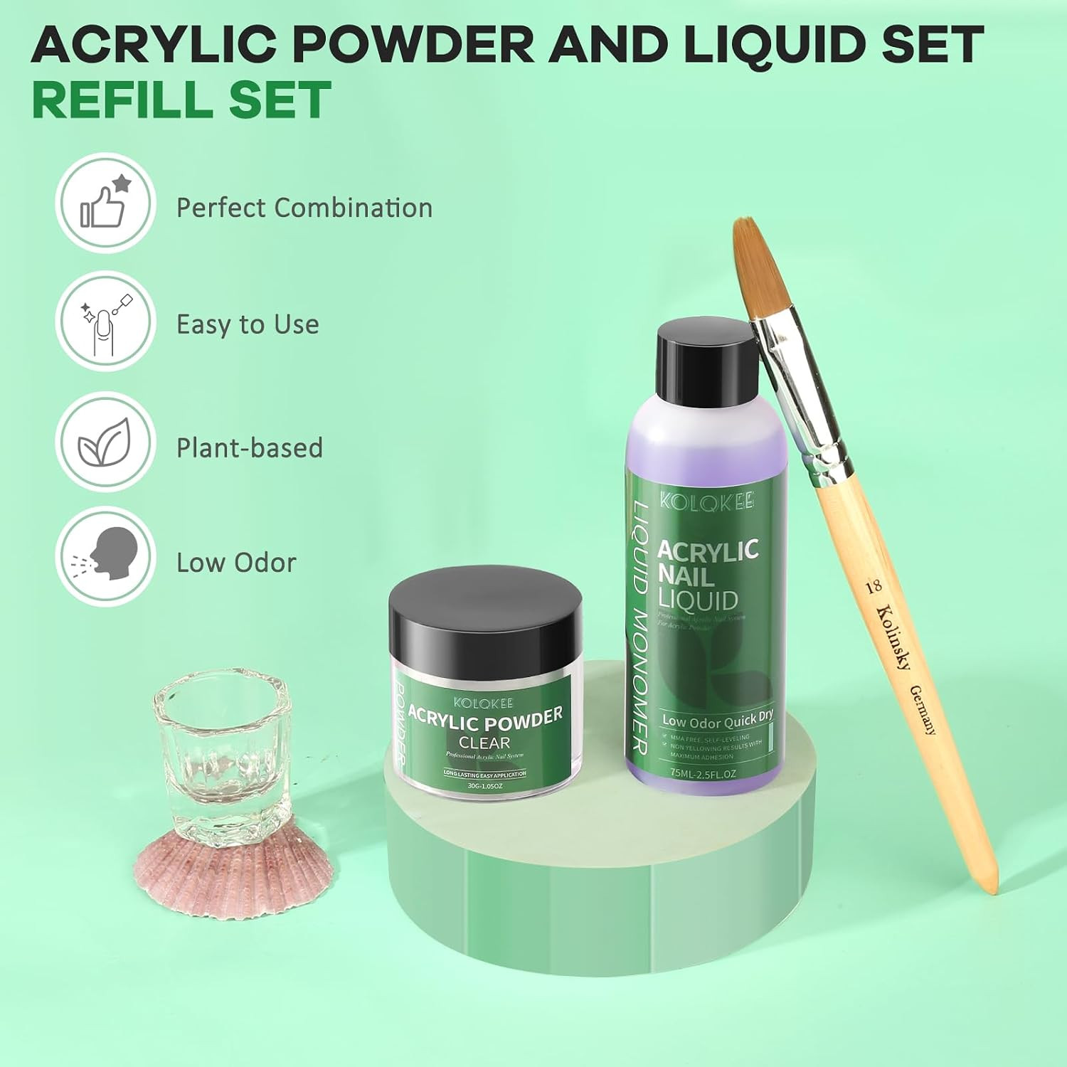 Acrylic Nail Kit Acrylic Powder and Liquid Set with Kolinsky Nail Brush, Lamp (N