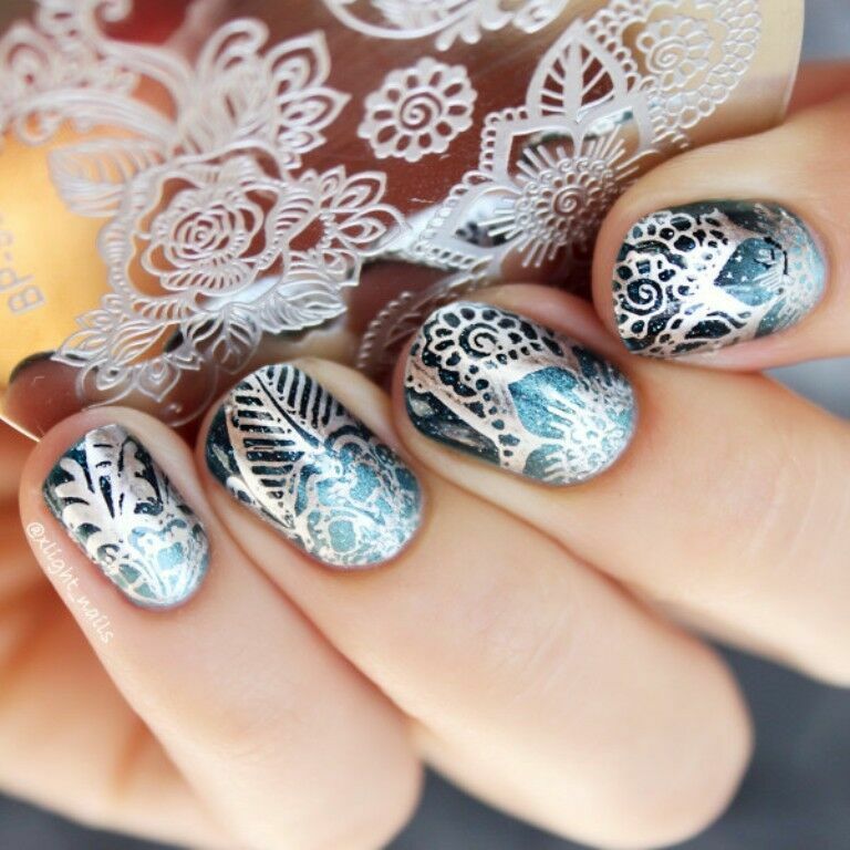 Nail Art Stamp Template Arabesque Flower Design Image Stamper Scraper Kit BP 98