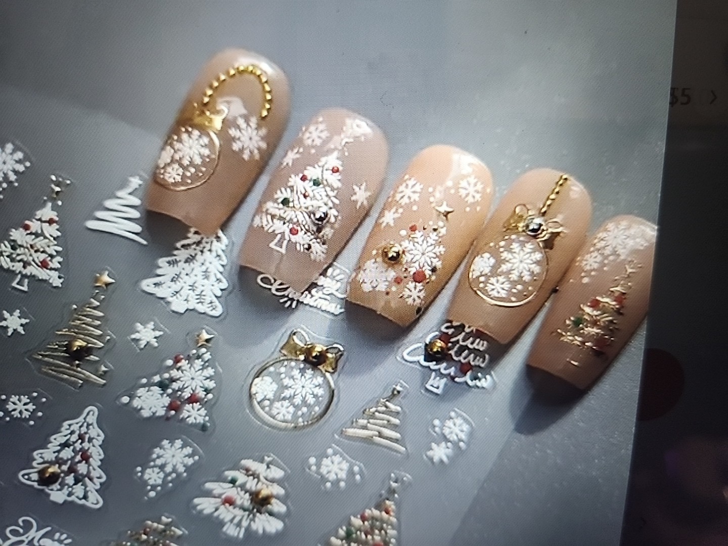 Christmas Nail Art Stickers Self Adhesive Glitter Nail Art New In Package