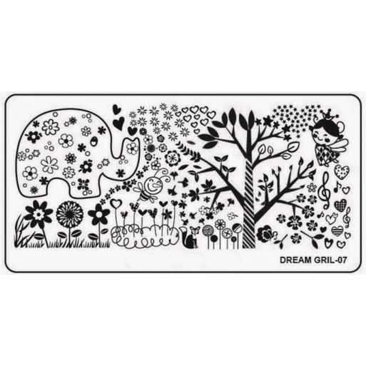 Dream Girl 7 Stamping Nail Art Image Plate Design Rectangle XL Stencil metal