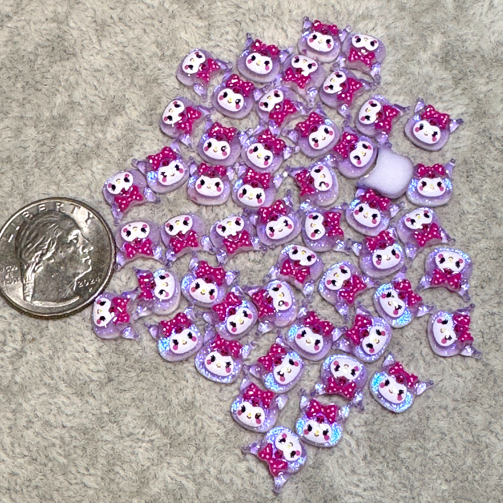 Cartoon Kuromi Head Flatback Nail Art 50 Pcs Manicure Decor Charms Flat back