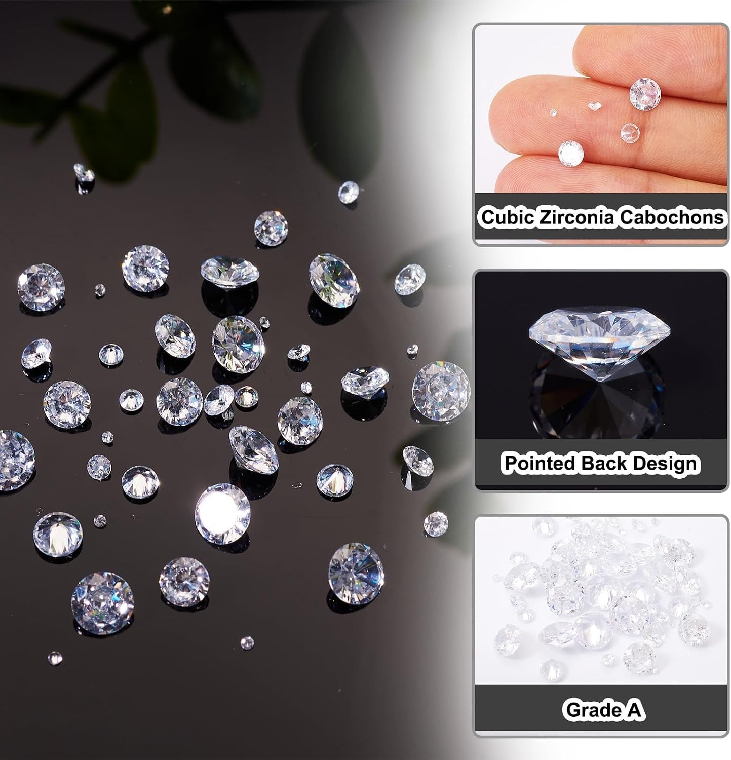 Sparkling 1mm to 5mm Cubic Zirconia Rhinestones – 50pcs for Crafts & Jewelry
