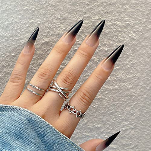 Press on Nails Short Medium Stiletto, Fake Nails for Women with Nude Pink