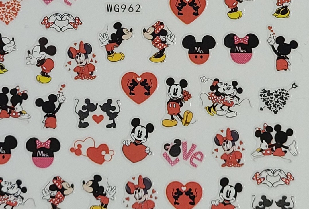 Mickey Mouse Disney Hearts Nail Art Stickers