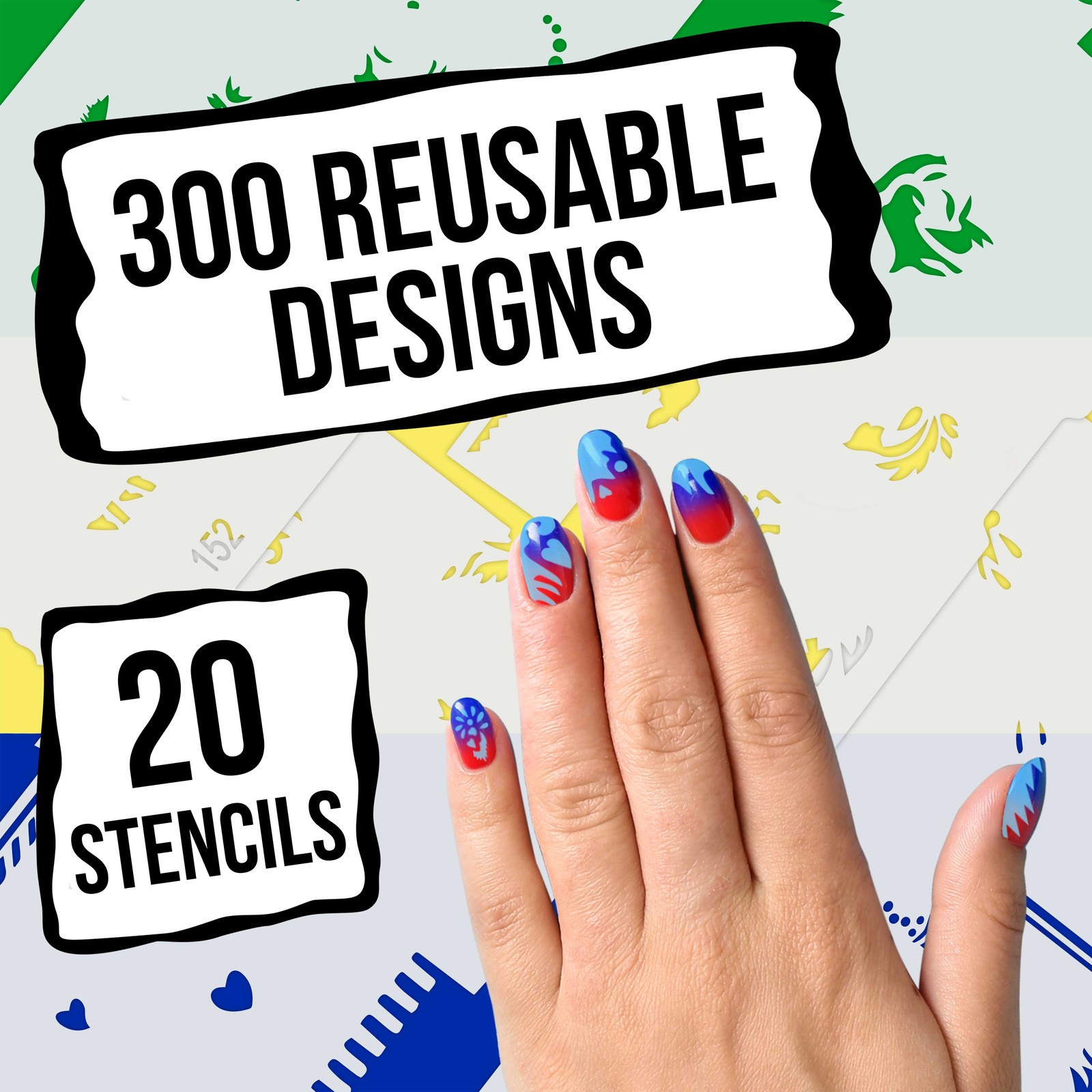 320 Airbrush Nail Art STENCIL DESIGNS Set 8 – 20 Template Sheets Kit Brush Paint