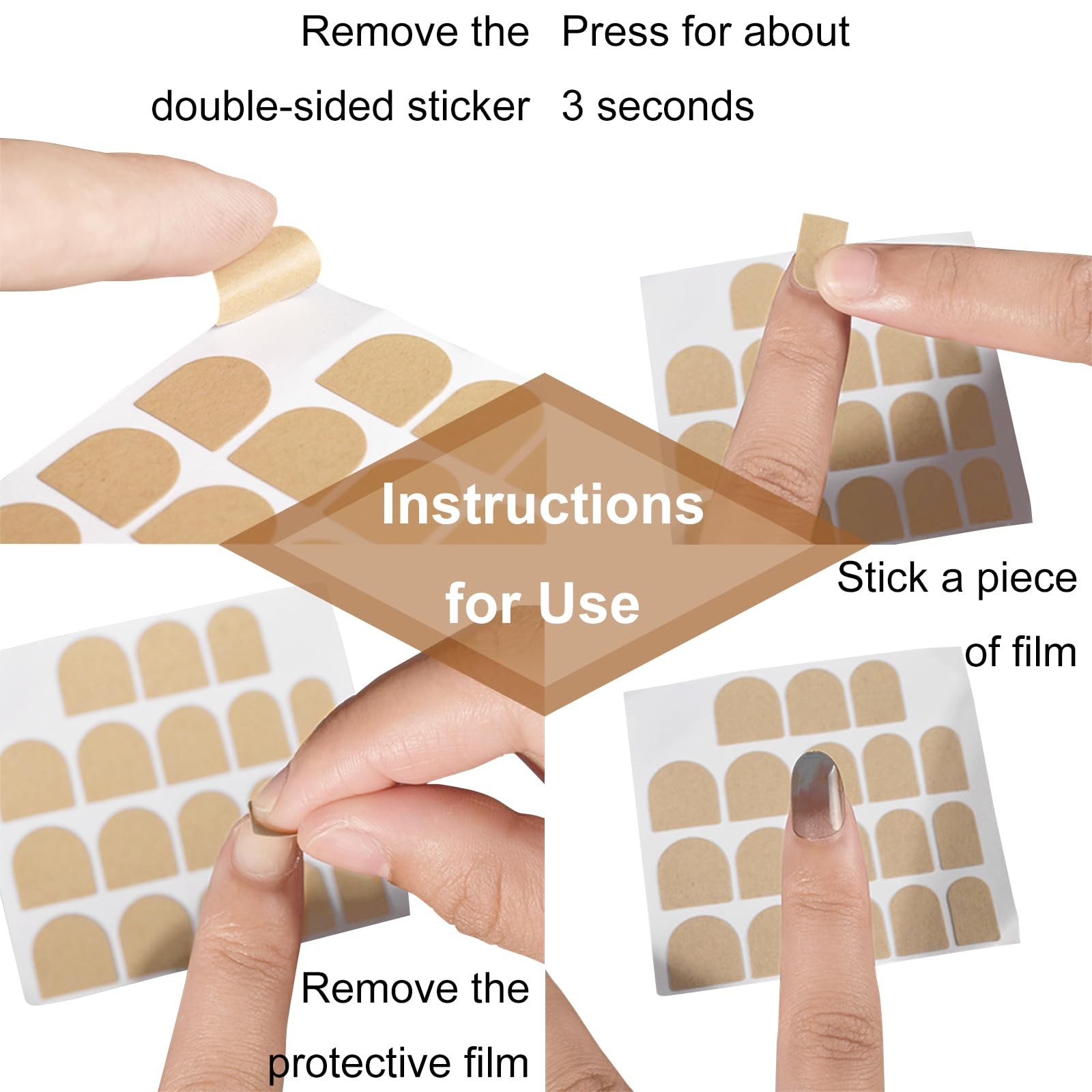 480 Pieces Adhesive Nail Tabs Thickening False Nail Tips Manicure Double Side…