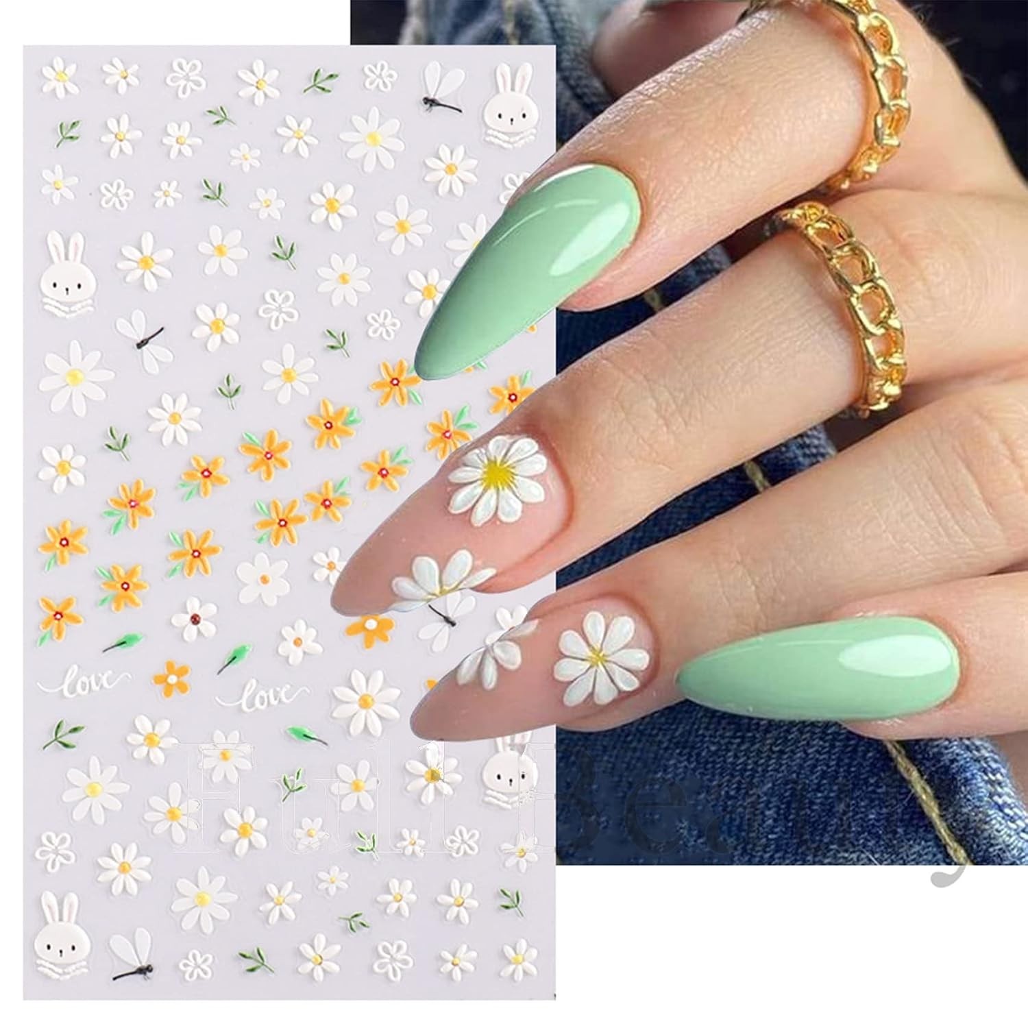 Vibrant 5D Flower Nail Decals for Creative DIY Art – Three Self-Adhesive Sheets