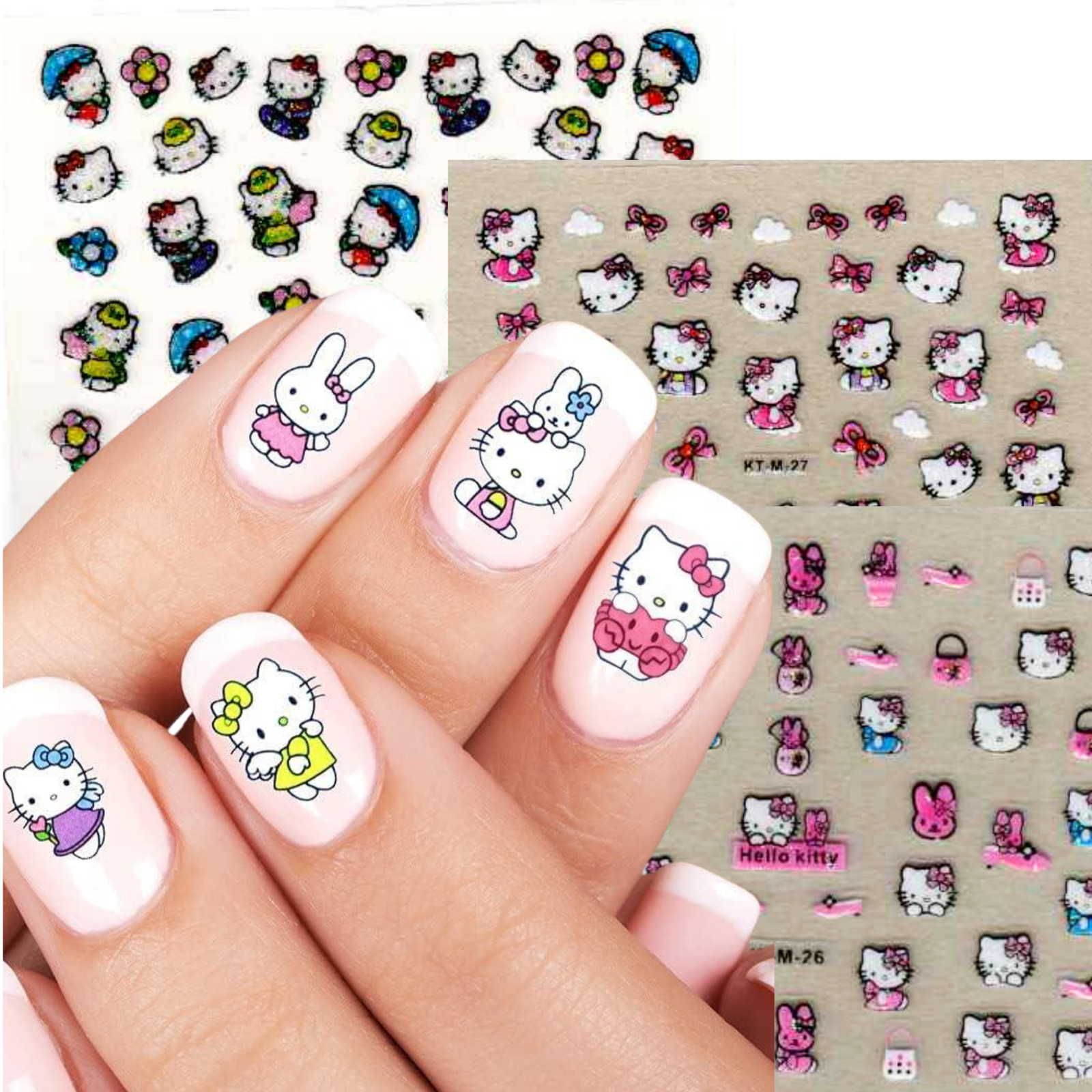 Hello Kitty Nail Art Stickers – Cute Kawaii 3D Decals for Nails