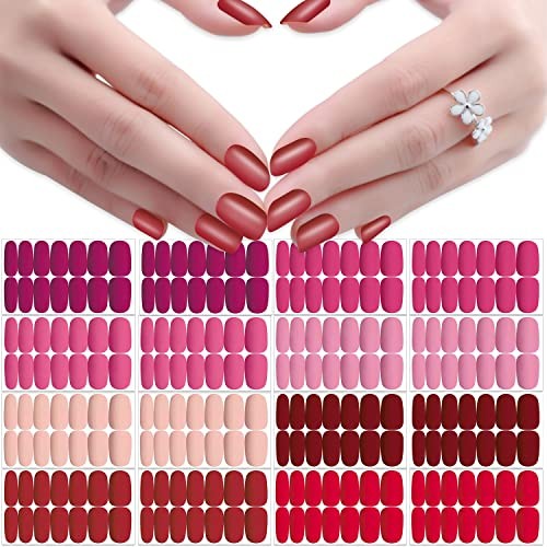 224 Pieces 16 Sheets Stick On Nail Polish Strips Nail Matte Color Nail Strips