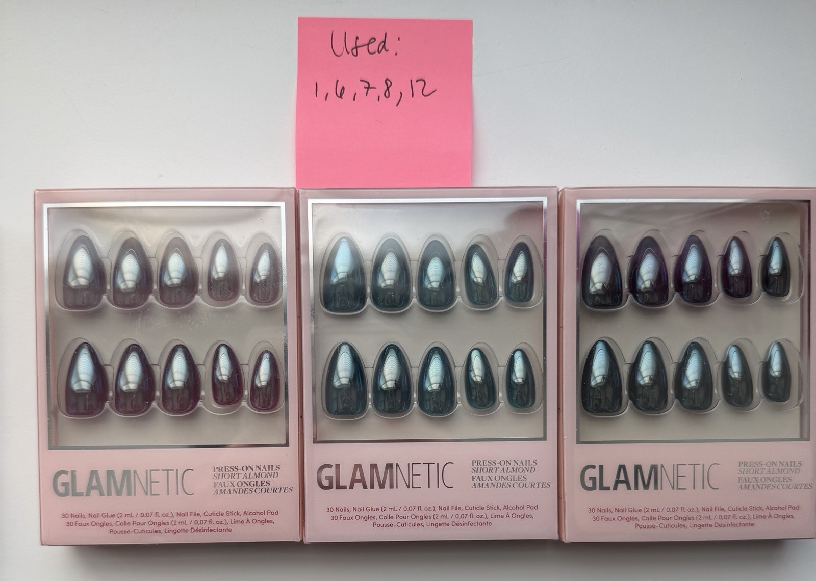 Glamnetic Press-On Nails Partials Short Almond Multicolor, Glue Included