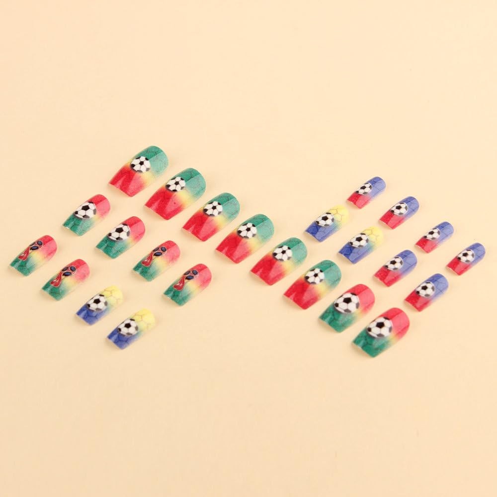 24Pcs Summer Themed Floral Press on Nails Featuring Colorful Plant Floral Pat…