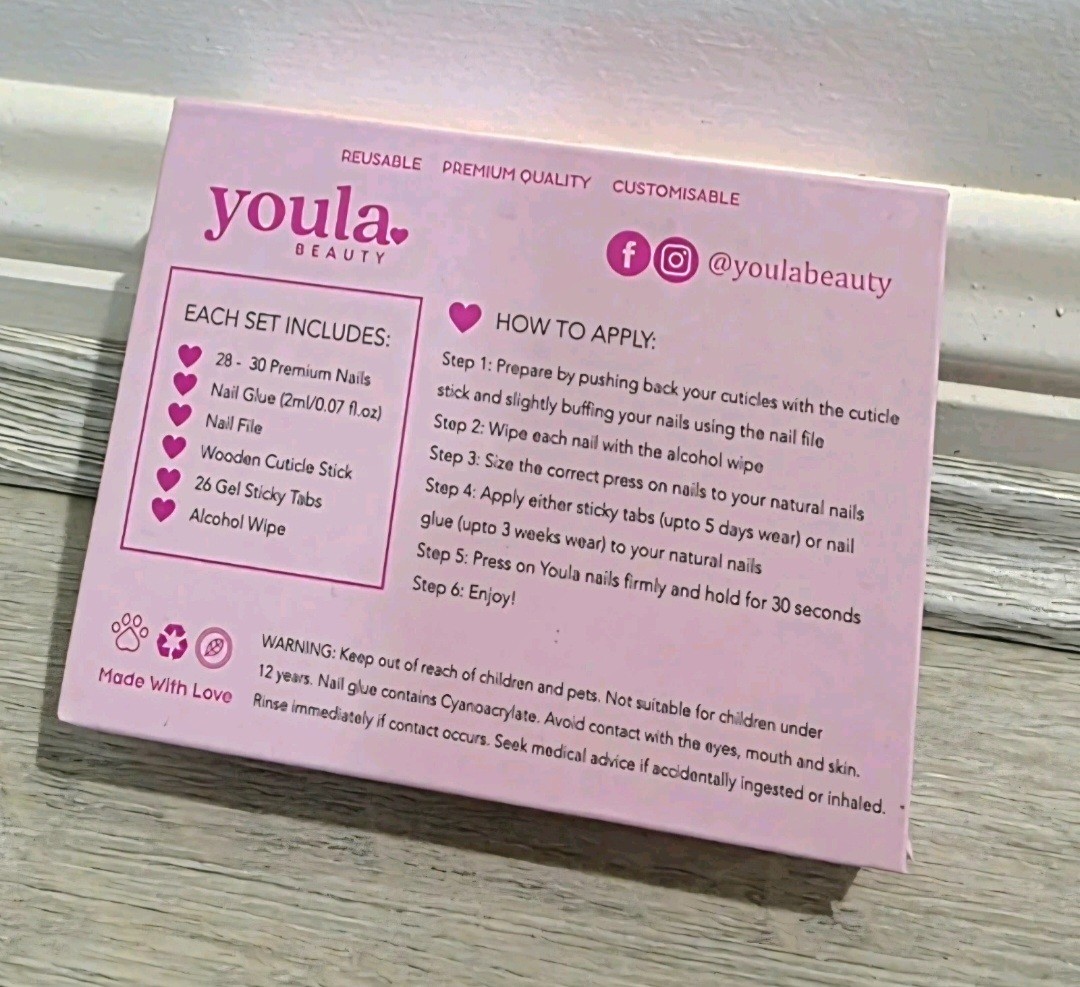 Youla Beauty Press-On Nails Leopard French Tip Long Coffin Beige/Brown/Black
