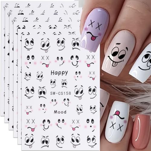 Cute Expression Nail Art Stickers Cute Black Ant Cartoon Nail Decals style3