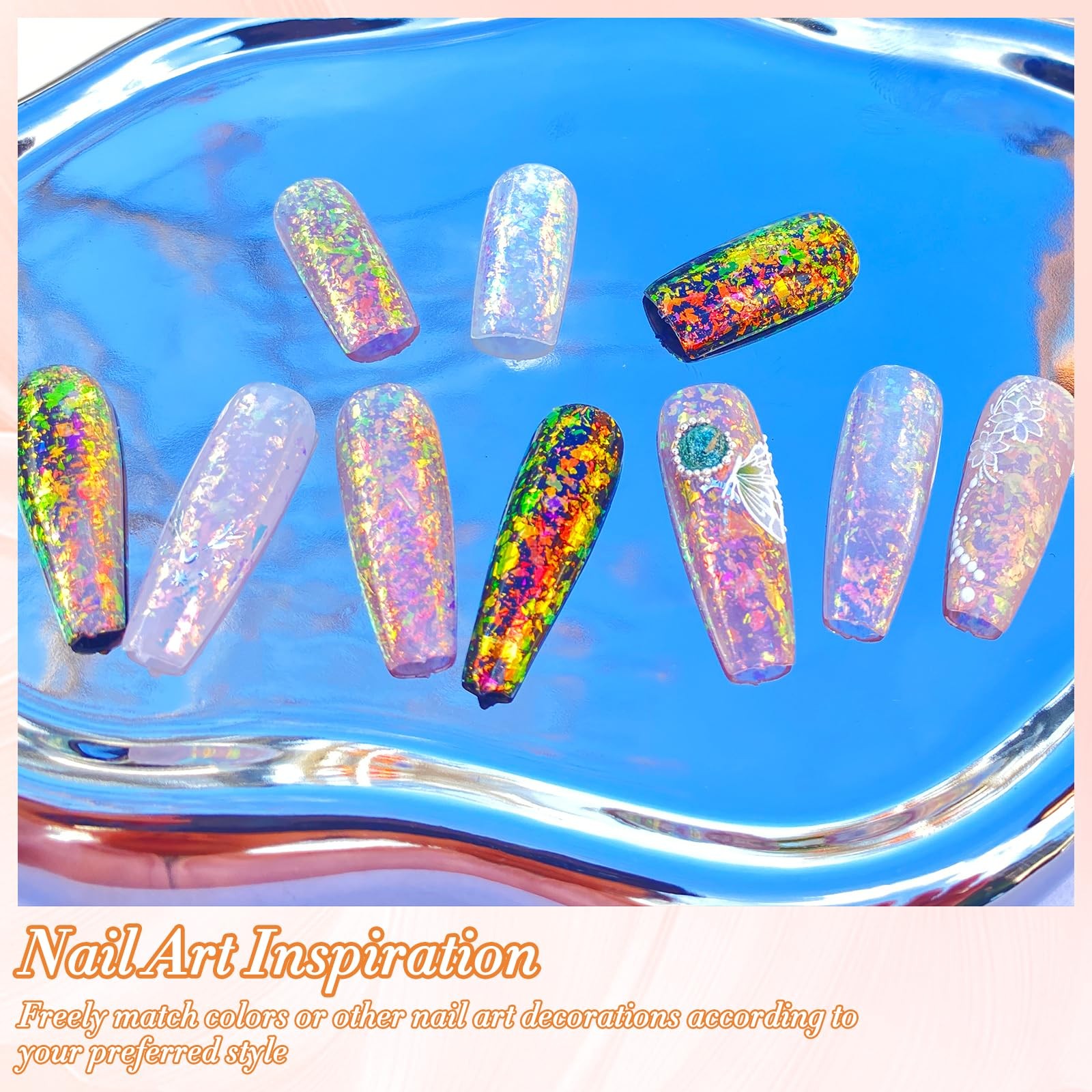Unicorn Chameleon Flake, Aurora Unichrome Mermaid Iridescent Nail Foil Confet…