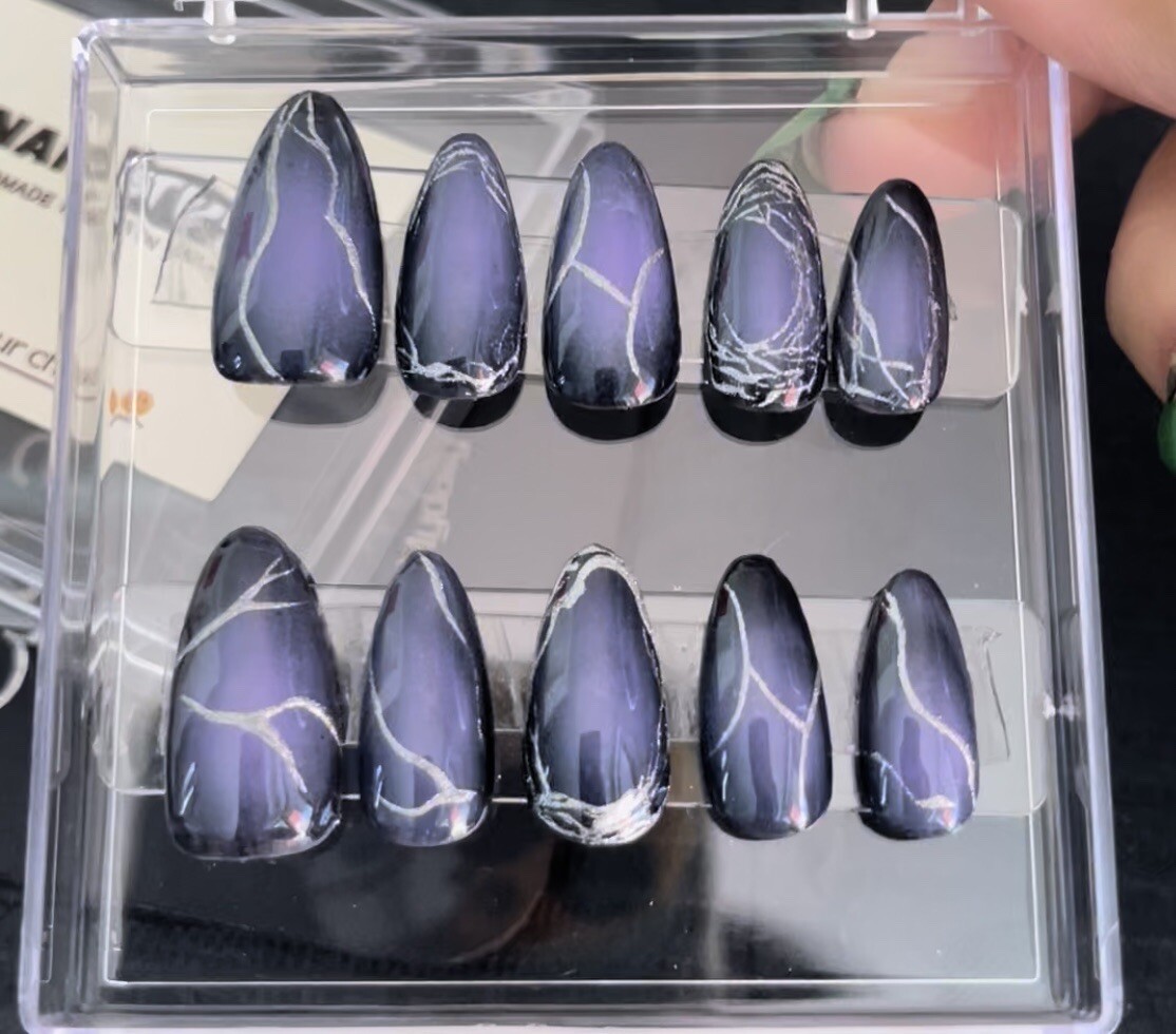 🔥CUSTOM Gel Press On False Nails set /Handmade /long almond size：S