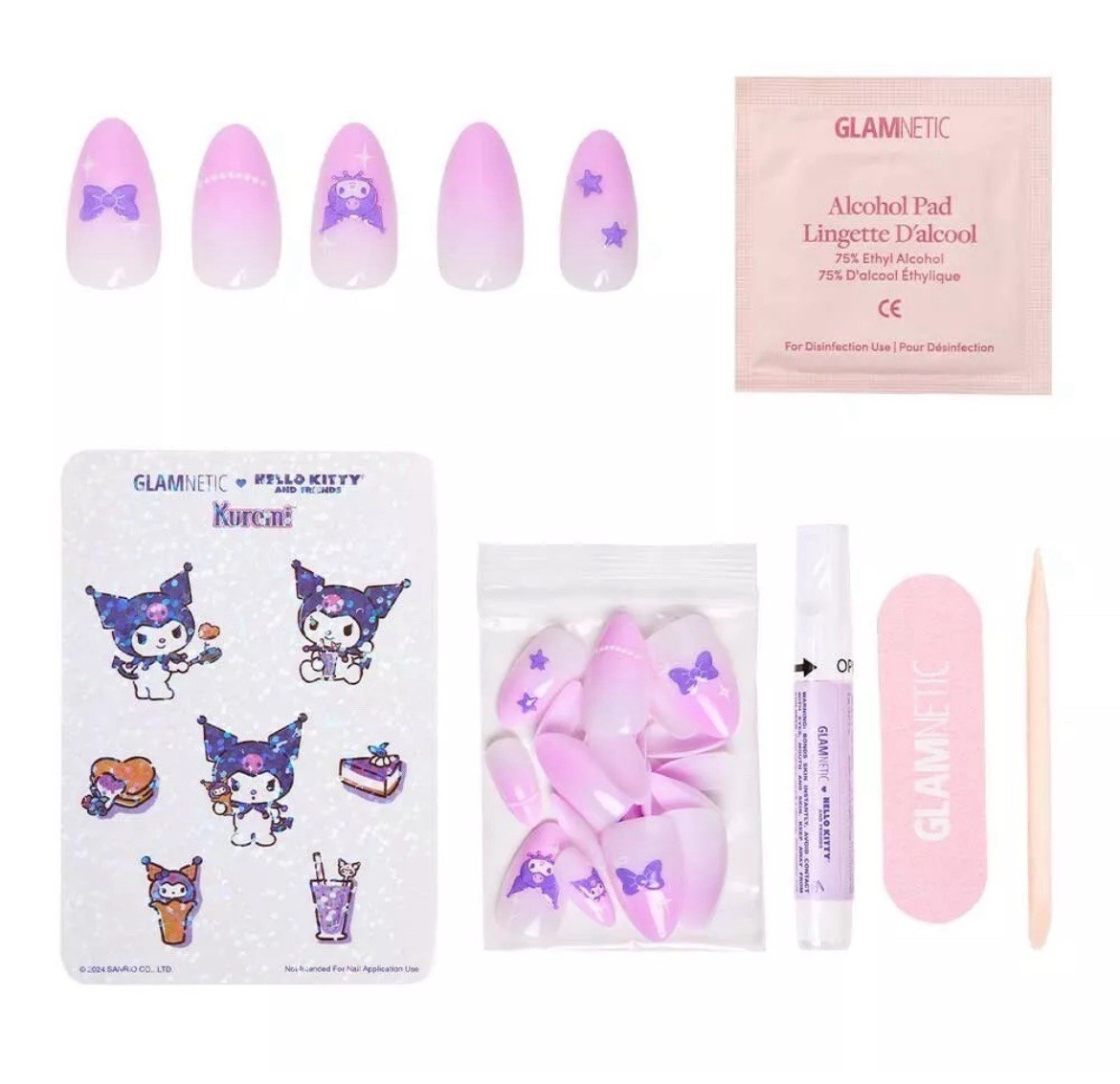 Glamnetic Nails Hello Kitty and Friends, Kuromi New