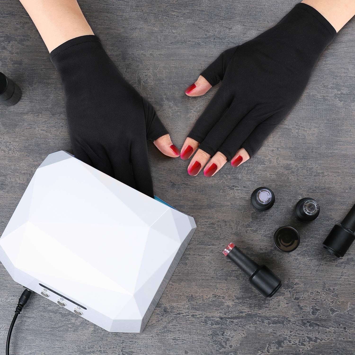 3Pairs Fingerless UV Shield Glove Gel Manicures Anti UV Protect Gloves Hands