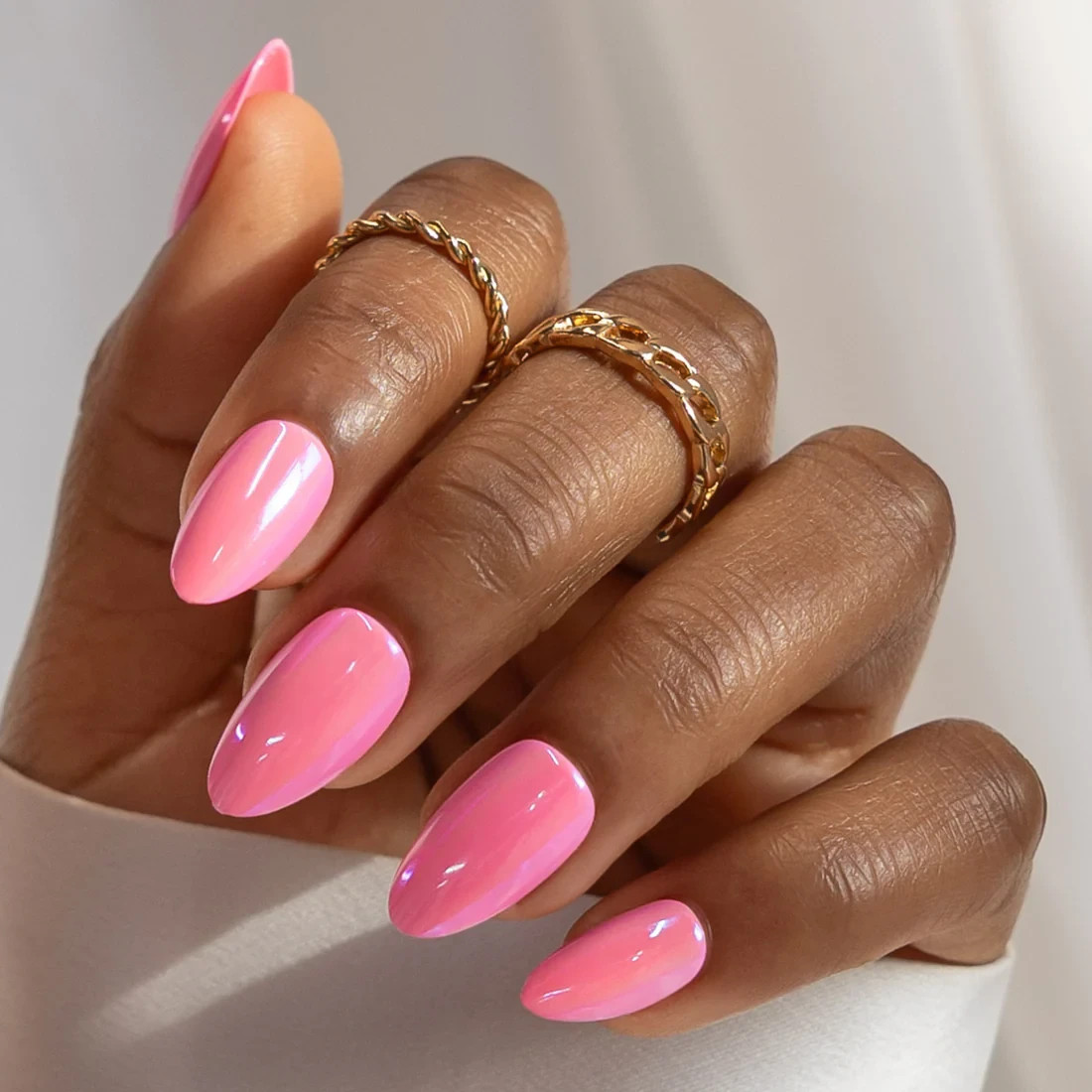 Red Aspen Press On Nails- Sunlit & Sweet, Sheree-Pink Medium Almond