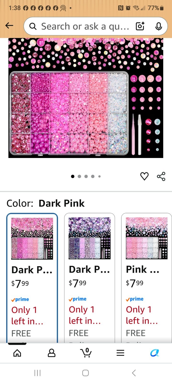 Anower 9000pcs Flatback Resin Pearl Rhinestones, Round Pink/Clear, Nail Art