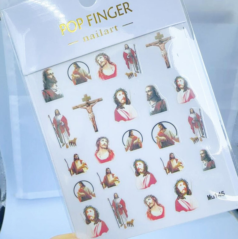 Nail Art 3D Decal Stickers Maria Jesus Angel Cross Love In God Christ NH25