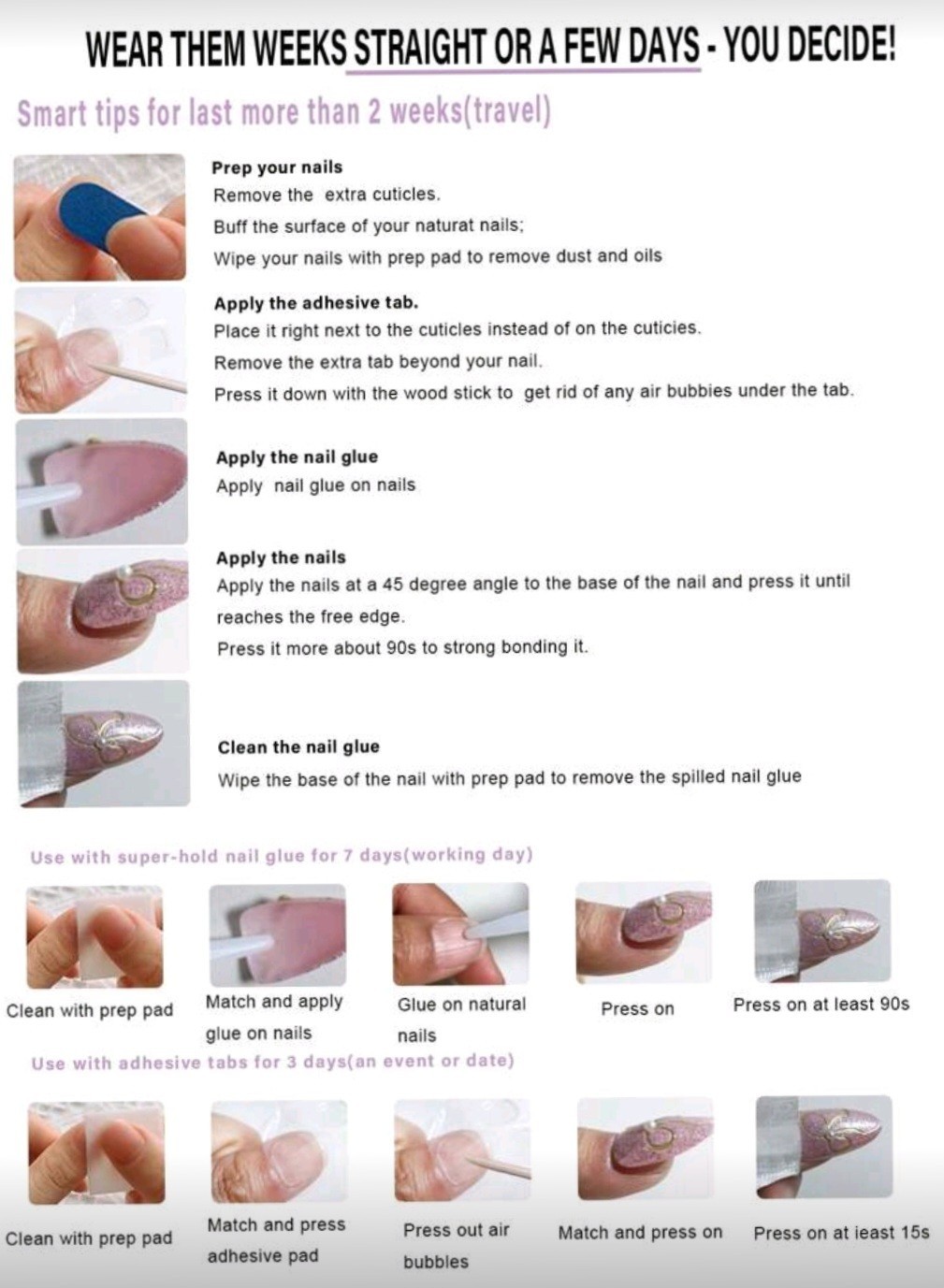 Press-On Nails Gray-Blue French Styled Ombre Medium/Long Coffin Shaped