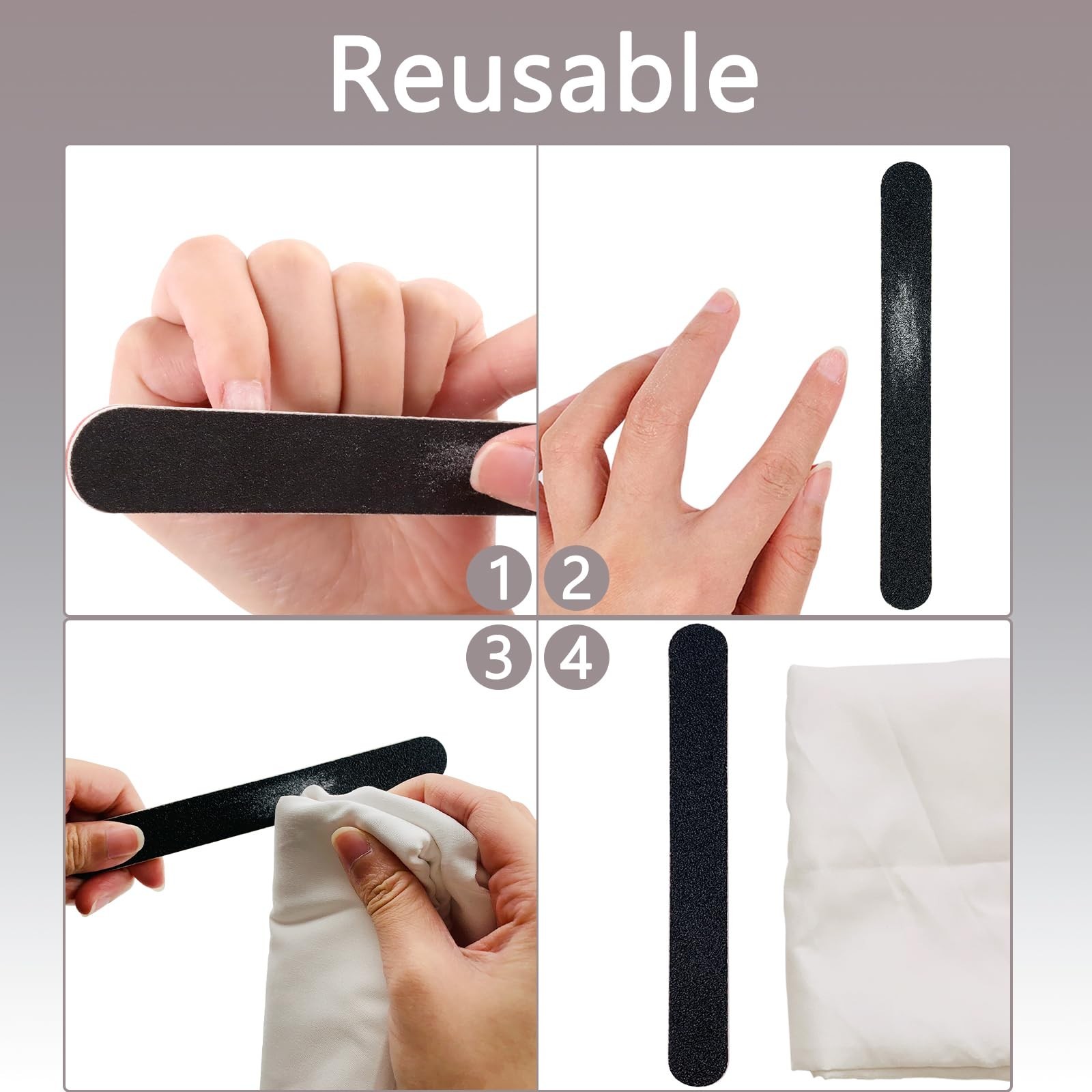 60 Pack Nail Files, Black 100/180 Grit Double Sides Emery Boards Nail File, R…