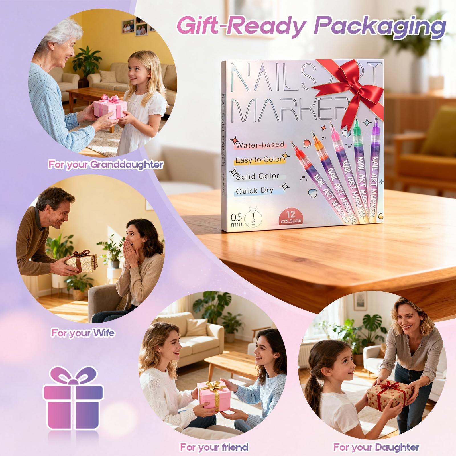 Nail Art Pens 12 Colors Painting Fine Tip Doodle Markers Set Girls Women