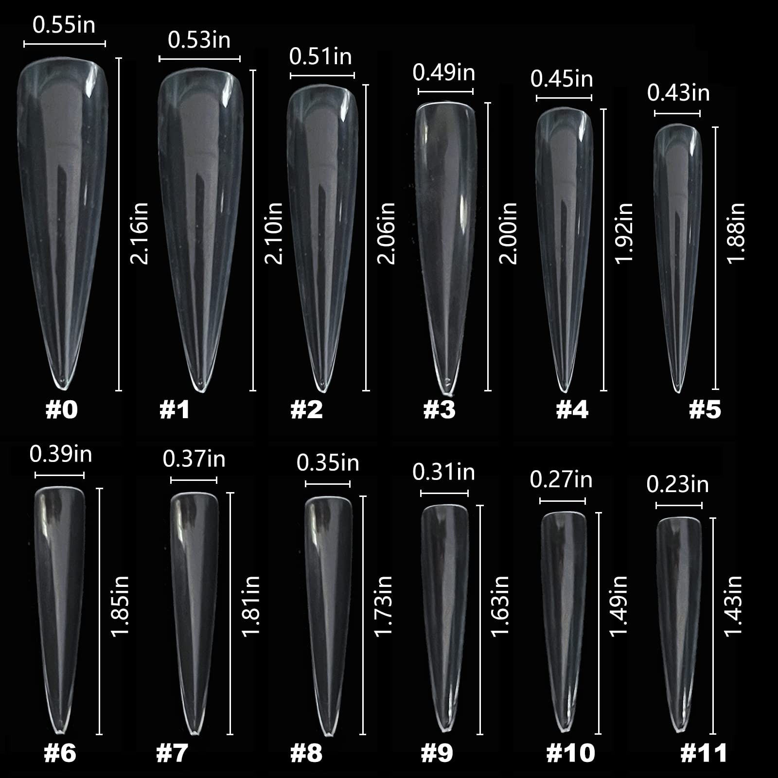 600pcs XXXL Clear Stiletto Nail Tips Extra Long 3xl Full Cover Fake Nails Pro…