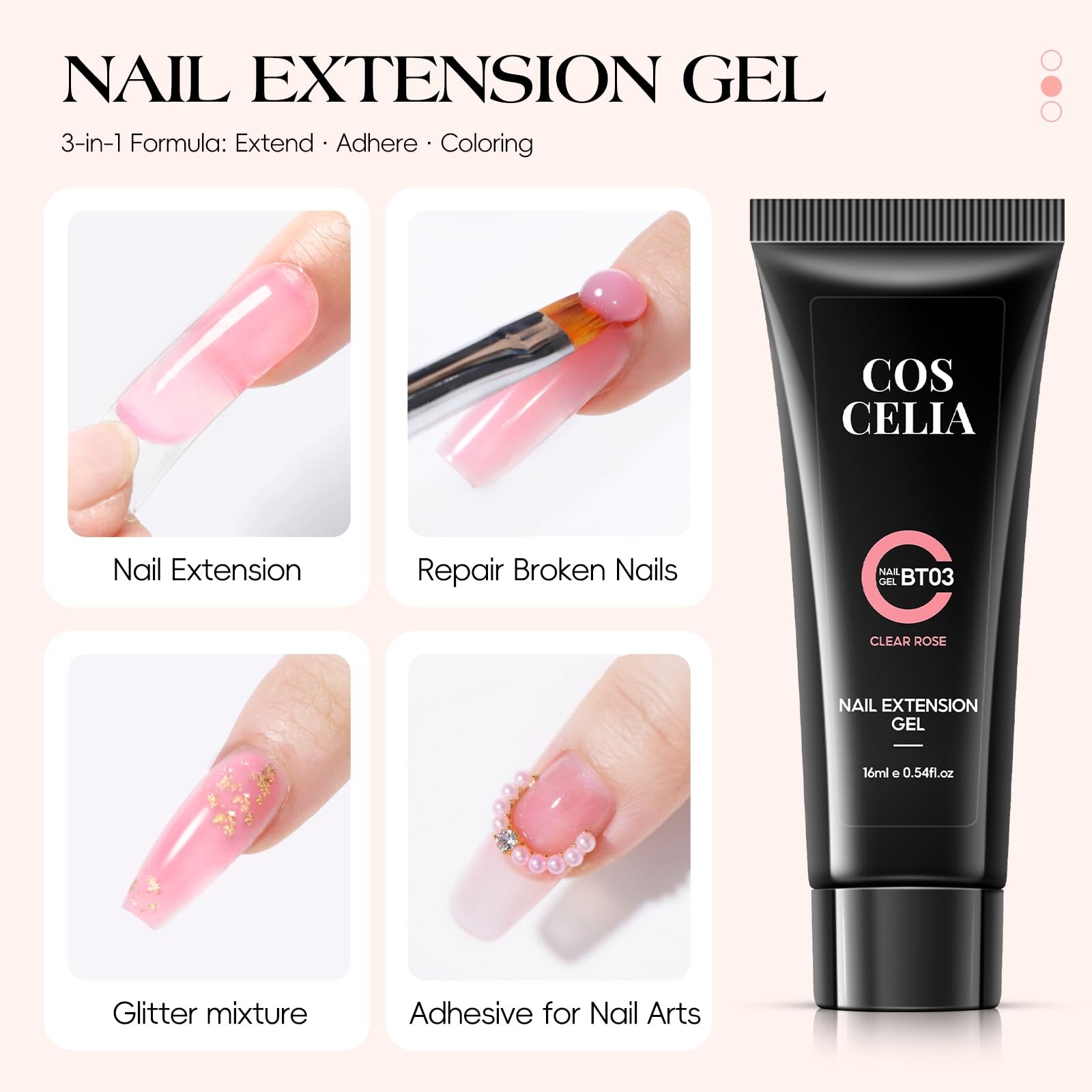COSCELIA 50PC Poly Nail Gel Kit 15PC with Drill (16ml)