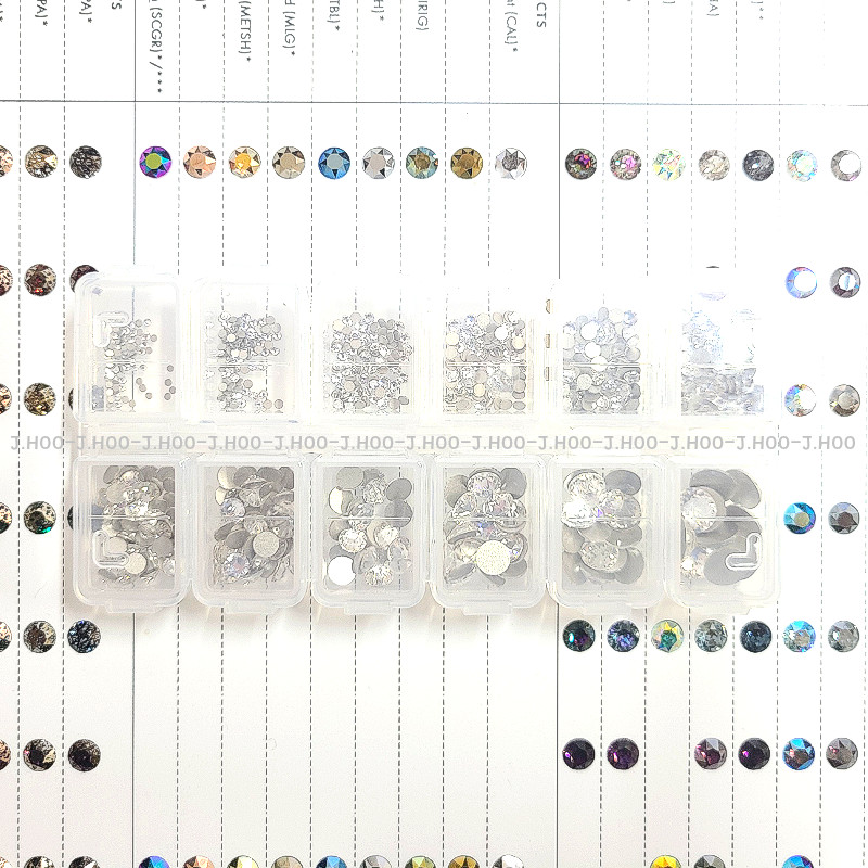 Swarovski 2088 Flatback Rhinestones Crystal Nail Art Set 595pcs Storage Case