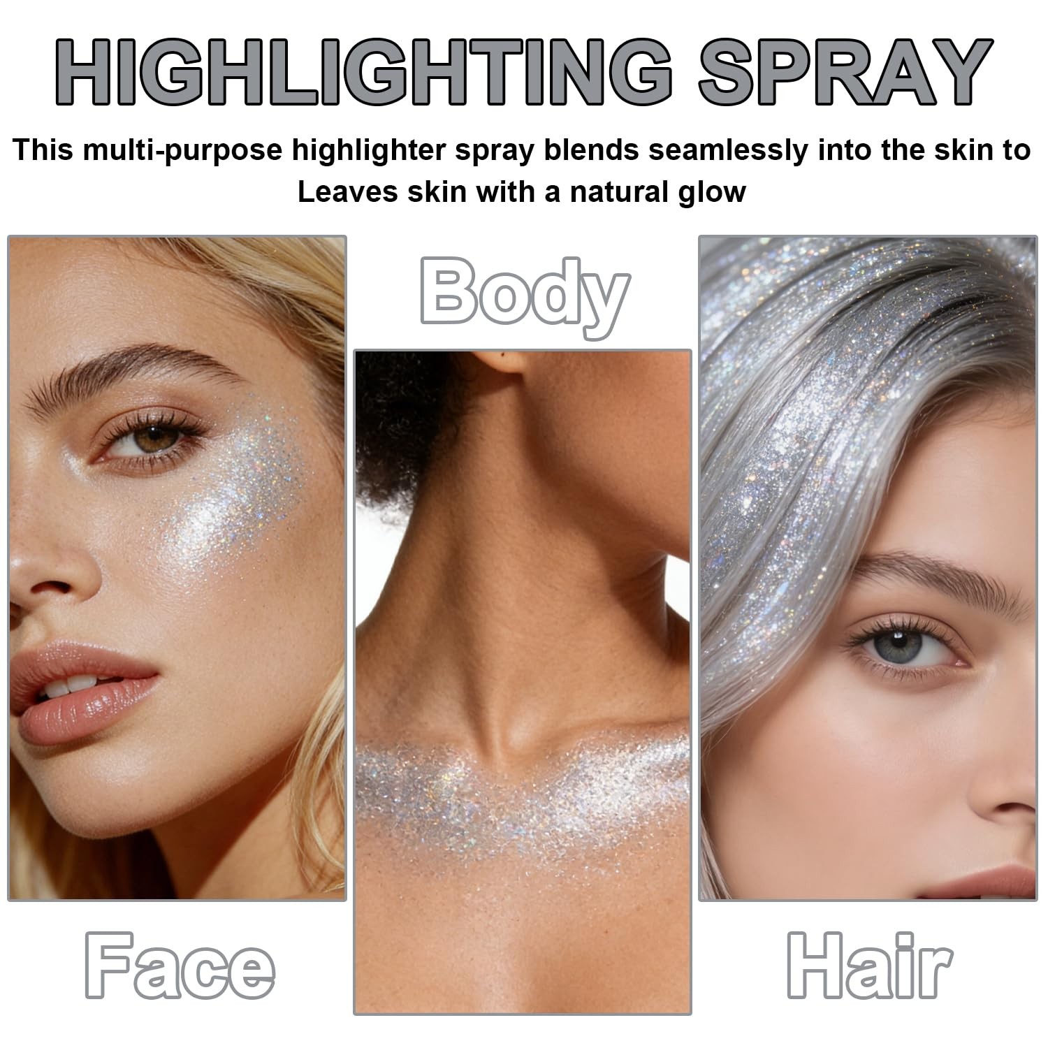 Hair and Body Glitter Spray, Shimmering Powder Sparkle Powder Makeup, Glitter…