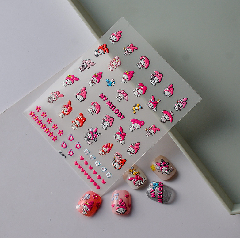 NAIL ART Character 5D Nail Sanrio Melody Flower Stickers Decoration TS67 NS54
