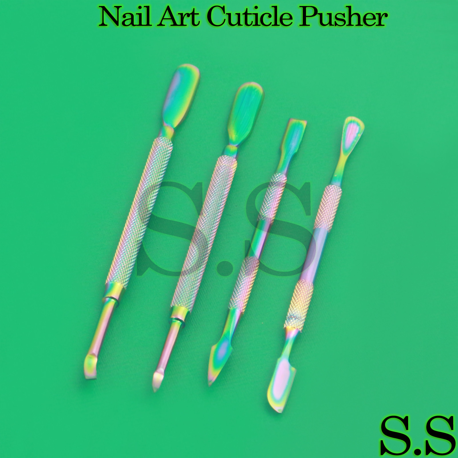 Nails Cuticle Pusher Remover Stainless Steel Nail Art Manicure Tools Rainbow