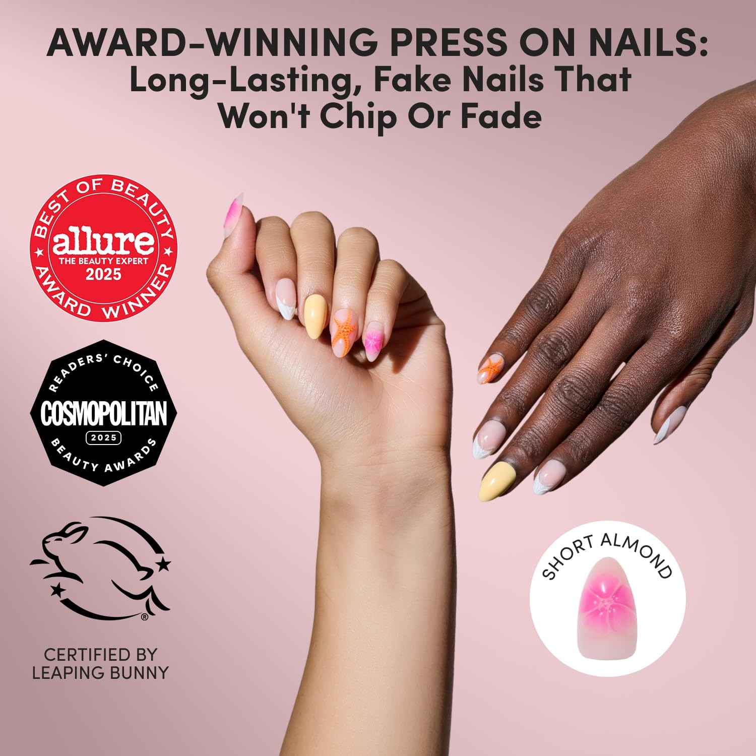 Glamnetic Short Almond Press-On Nails – Sunset Tide